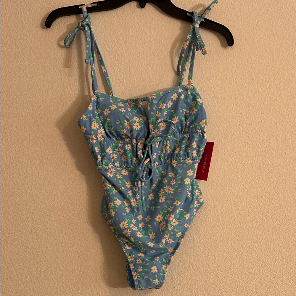 Xhilaration Blue Floral Swimsuit